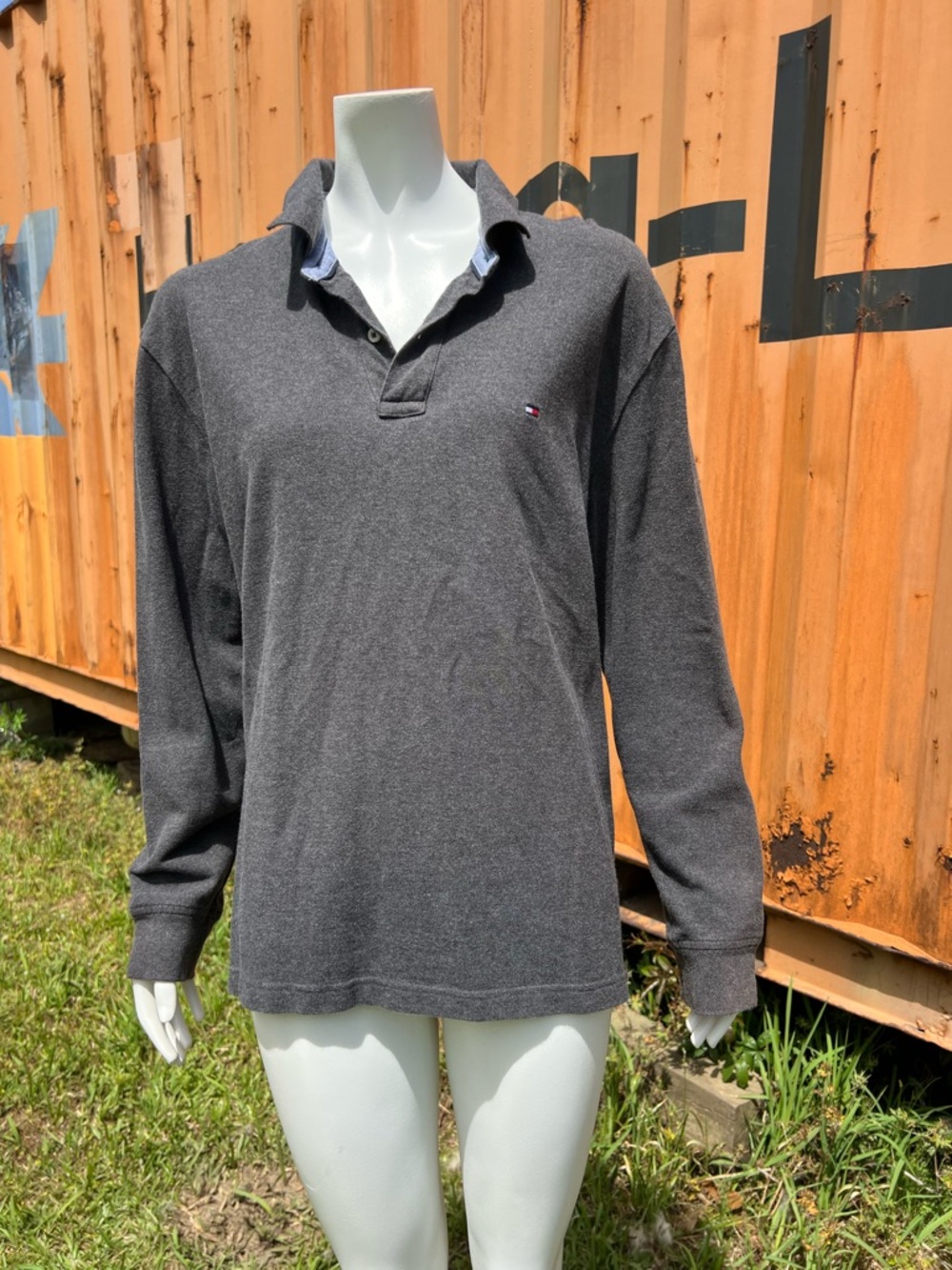 Tommy Hilfiger Men's Charcoal Gray Long-Sleeve Polo